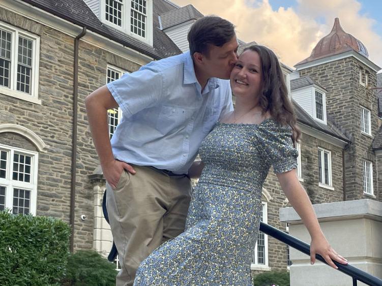 Aly Mullen and Jimmy Link outside of the Sutherland Building at Penn State Abington